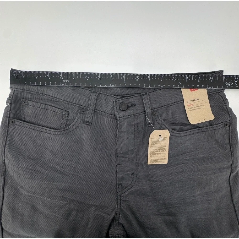 Levi's 511 Slim Fit Jeans Men 34x30 Charcoal Gray Denim Stretch Comfort Mid Rise